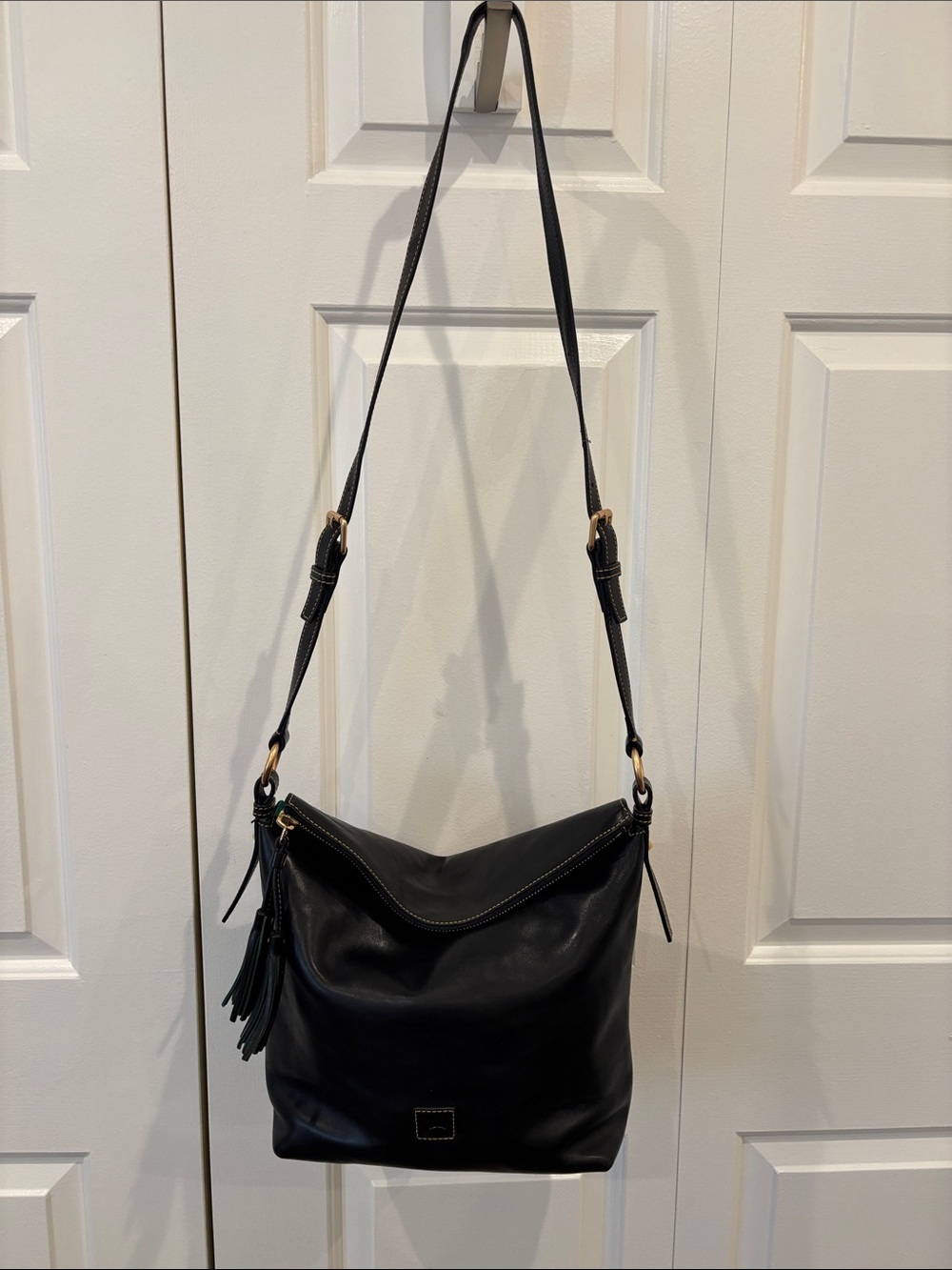 Dooney and Burke Black Leather Purae with Contrast Stitching